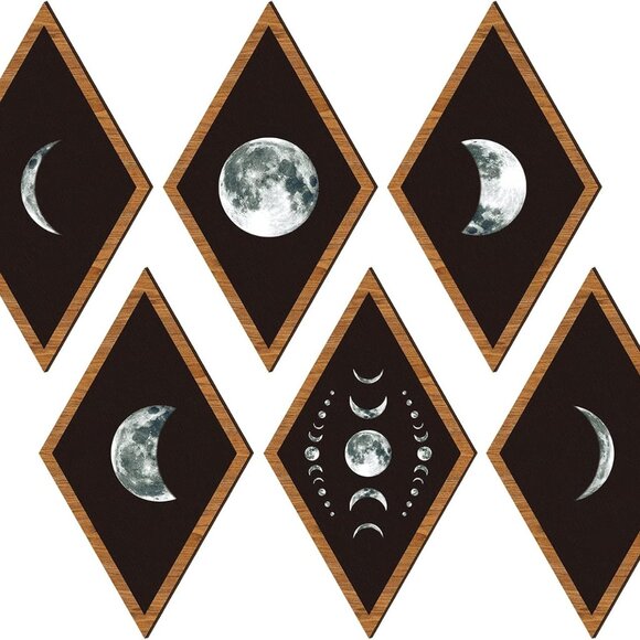 6 Pcs Moon Phase Wall Decor Boho Art Eclipse of The Black Wall Decorations for L - Picture 1 of 7